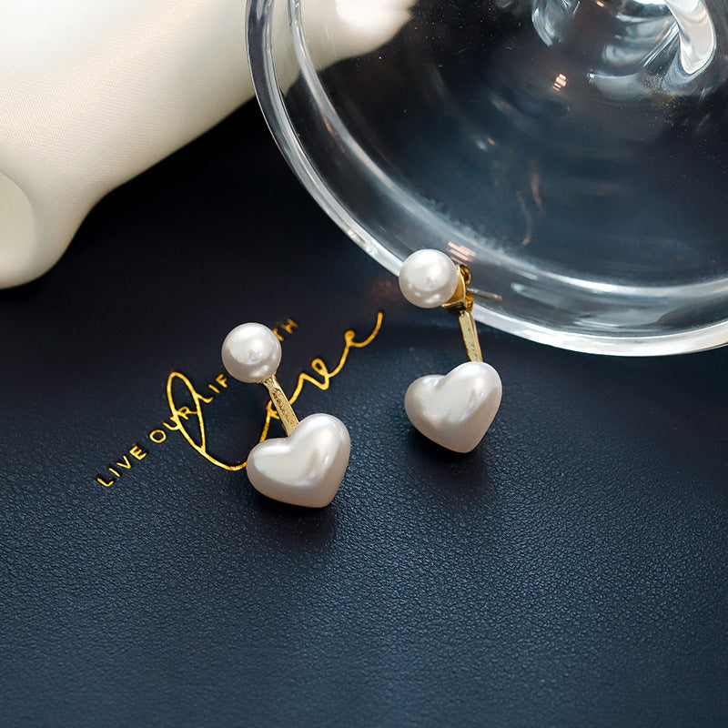 Pearl Heart Stud Earrings