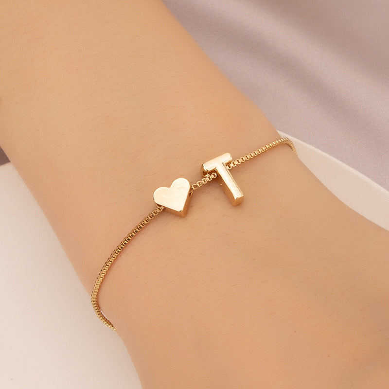 Adjustable Initial Letter Bracelet