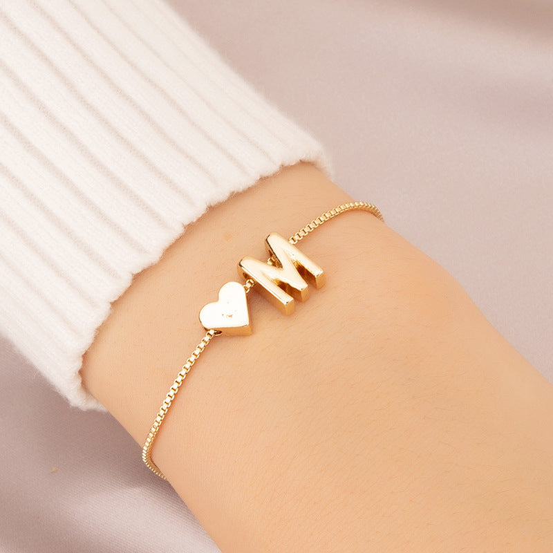 Adjustable Initial Letter Bracelet