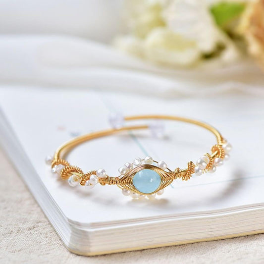 Gold Pearl Wire Bracelet