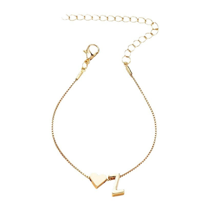 Adjustable Initial Letter Bracelet