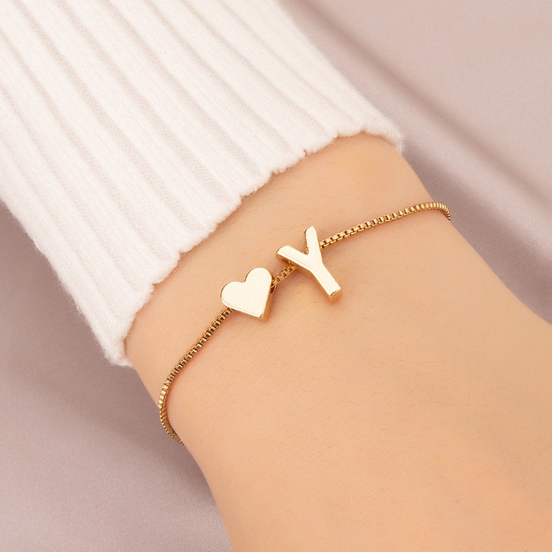 Adjustable Initial Letter Bracelet