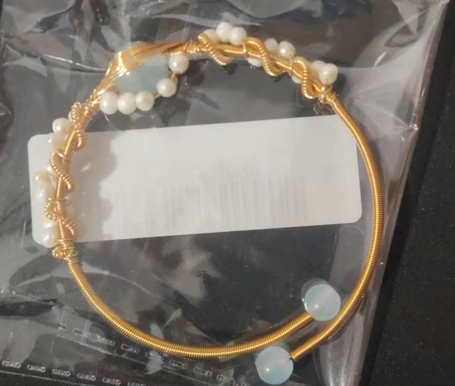 Gold Pearl Wire Bracelet