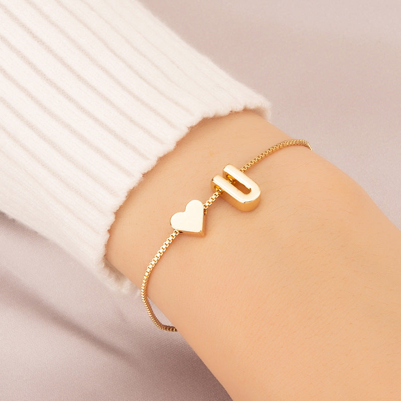 Adjustable Initial Letter Bracelet