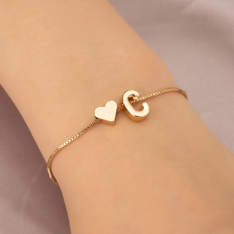 Adjustable Initial Letter Bracelet