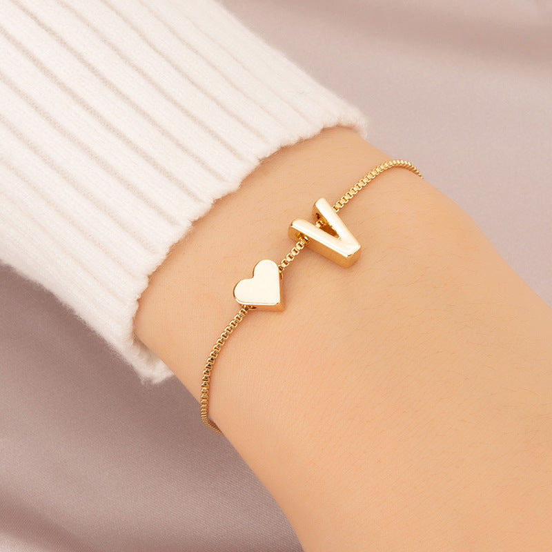 Adjustable Initial Letter Bracelet